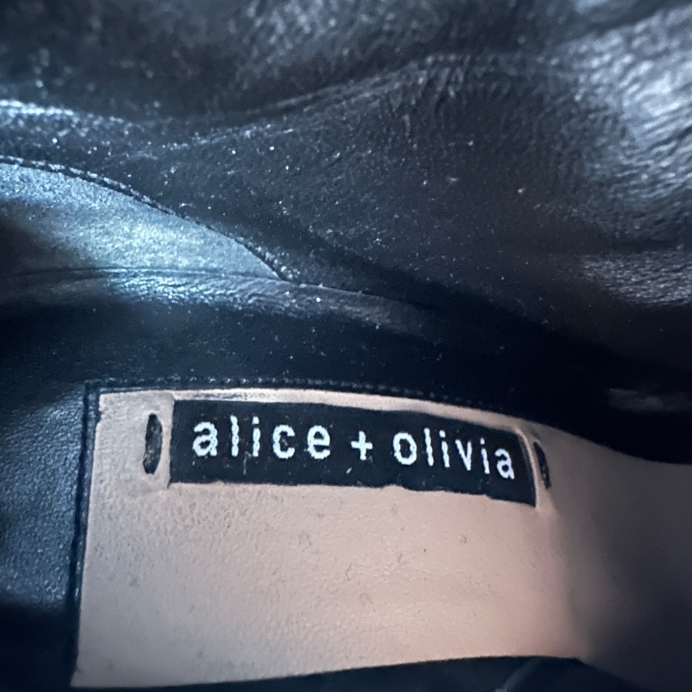 Alice + Olivia Vesey Embroidered Velvet Knee High Lace Up Boots 37 - Picture 6 of 10